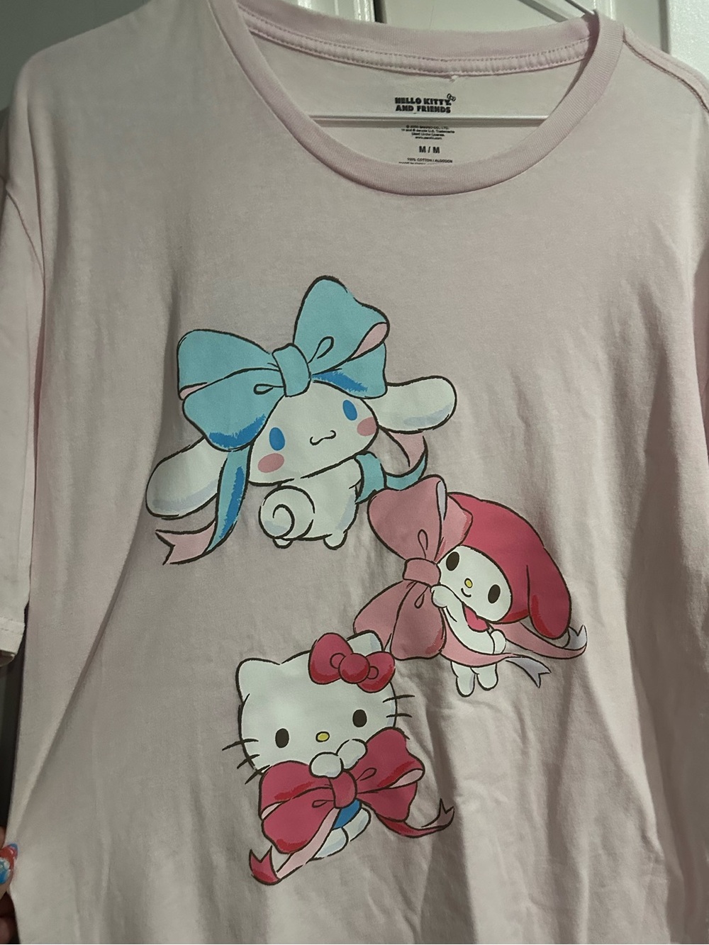 Sanrio Pink Short Sleeve Tee with Hello Kitty & Friends Bow Graphics
